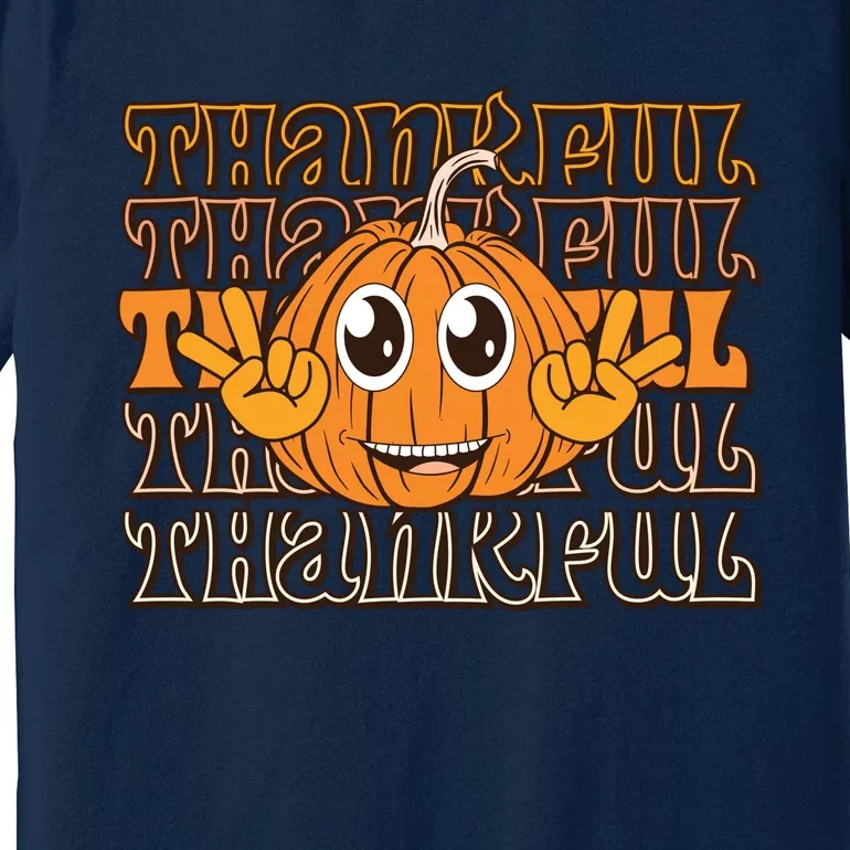 Thankful Pumpkin Fall Vibes Autumn Season Thanksgiving Pumpkin Spice Funny Premium T-Shirt