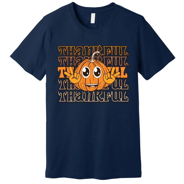 Thankful Pumpkin Fall Vibes Autumn Season Thanksgiving Pumpkin Spice Funny Premium T-Shirt