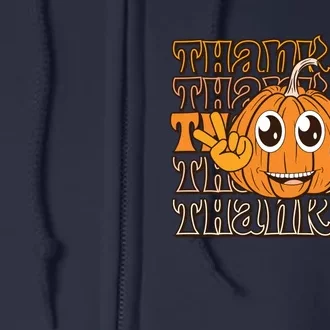 Thankful Pumpkin Fall Vibes Autumn Season Thanksgiving Pumpkin Spice Funny Full Zip Hoodie