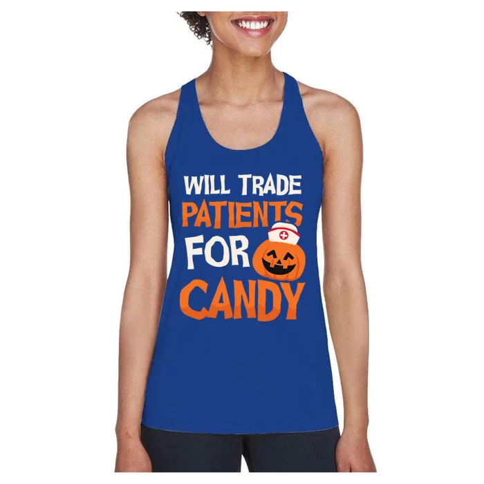 Trade Patients For Candy Design Halloween Nurse Cool Gift Women's Racerback Tank