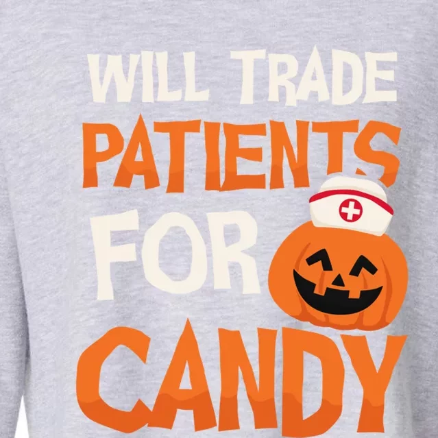 Trade Patients For Candy Design Halloween Nurse Cool Gift Cropped Pullover Crew