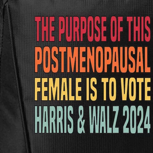 The Purpose Fotr This Post Opausal Female Harris Walz 24 City Backpack