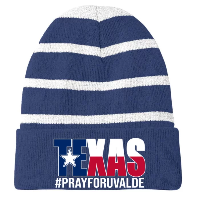 Texas Pray For Uvalde Tribute Striped Beanie with Solid Band