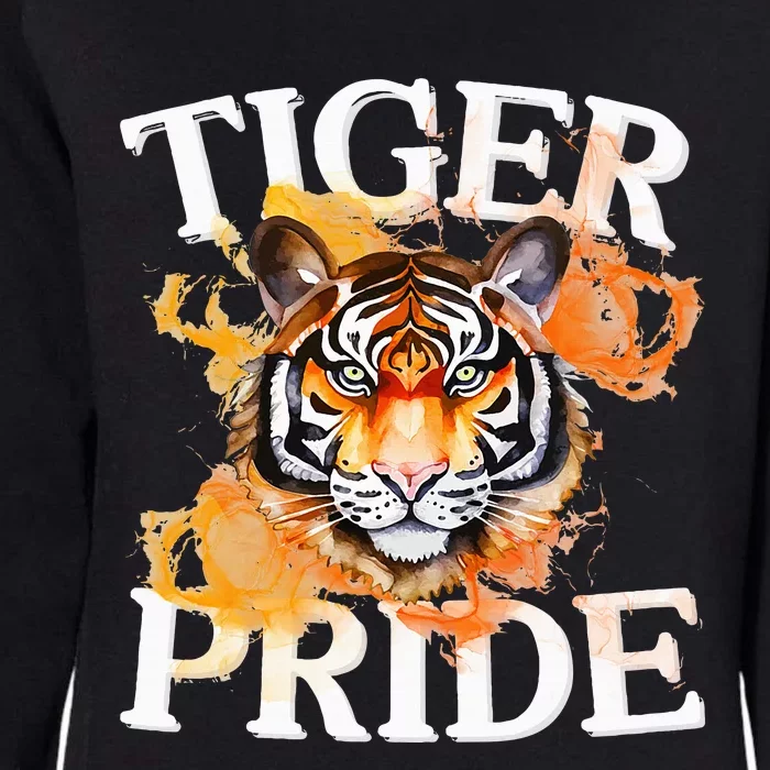 Tiger Pride Flame Tiger Mascot Retro School Sport Cheer Team Womens California Wash Sweatshirt