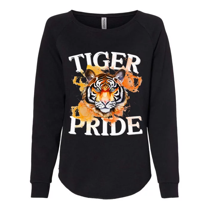 Tiger Pride Flame Tiger Mascot Retro School Sport Cheer Team Womens California Wash Sweatshirt