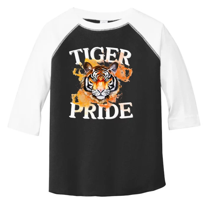 Tiger Pride Flame Tiger Mascot Retro School Sport Cheer Team Toddler Fine Jersey T-Shirt