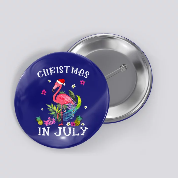 Tropical Pink Flamingo Christmas In July Summer Great Gift Button