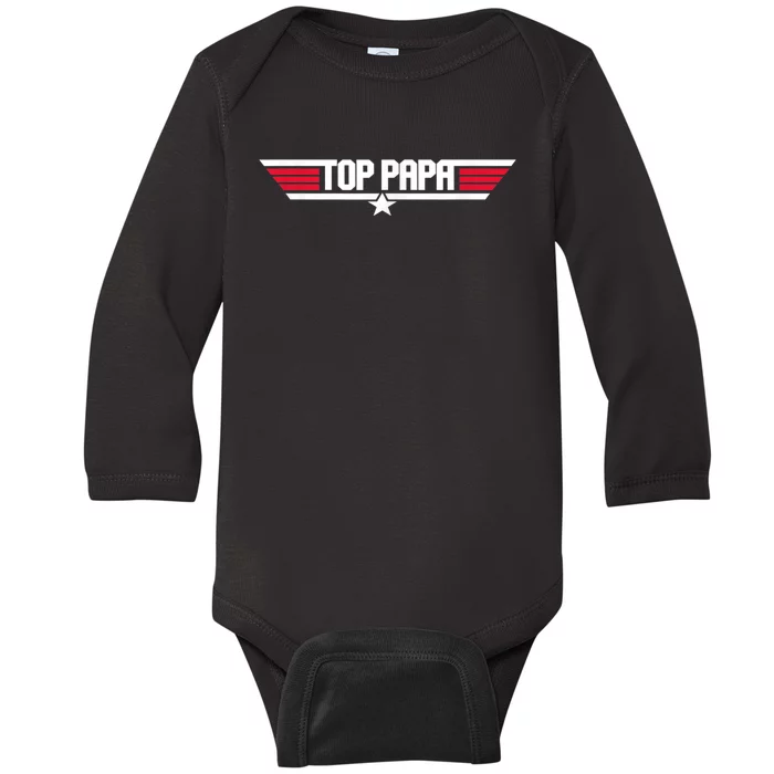 Top Papa Funny Dad Grandpa Father's Day Gift Baby Long Sleeve Bodysuit