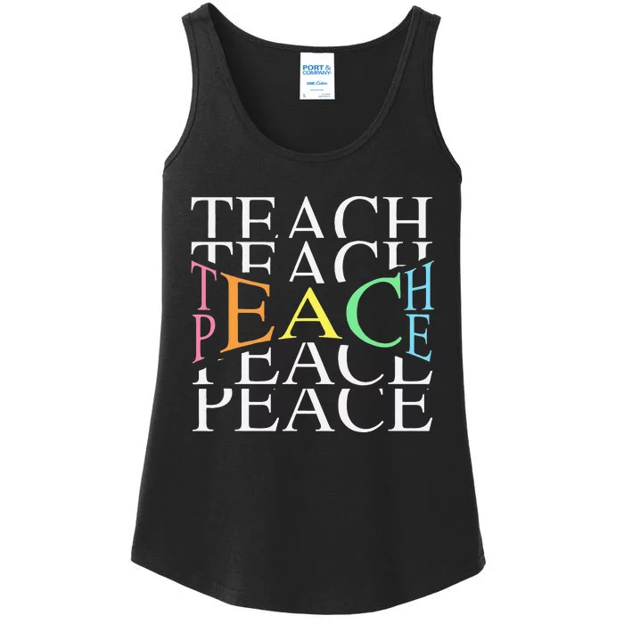 Teach Peace For Teachers And Educators Ladies Essential Tank