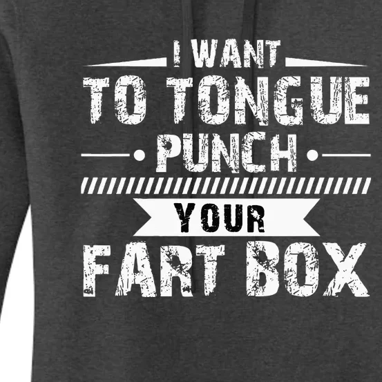 Tongue Punch Fart Box Funny Word Pun Humor Sarcasm Joke Gag Women's Pullover Hoodie