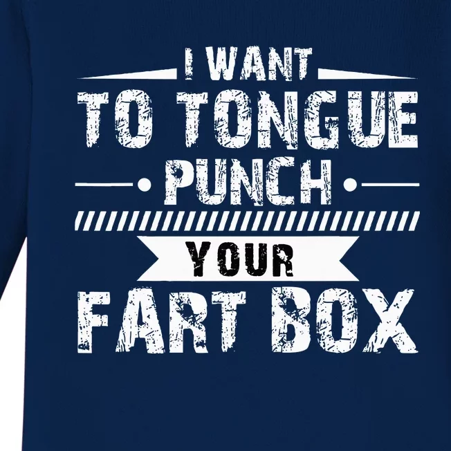 Tongue Punch Fart Box Funny Word Pun Humor Sarcasm Joke Gag Baby Long Sleeve Bodysuit