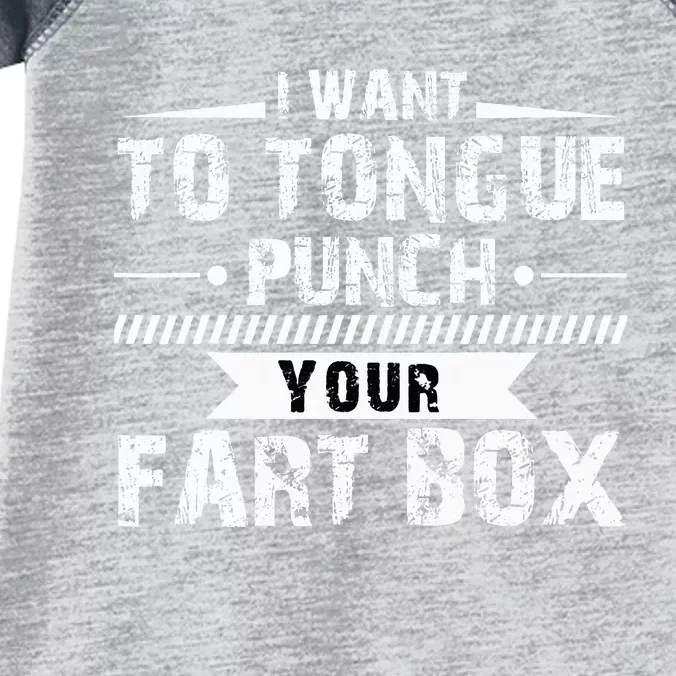 Tongue Punch Fart Box Funny Word Pun Humor Sarcasm Joke Gag Infant Baby Jersey Bodysuit