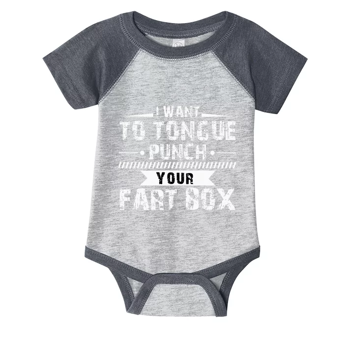 Tongue Punch Fart Box Funny Word Pun Humor Sarcasm Joke Gag Infant Baby Jersey Bodysuit