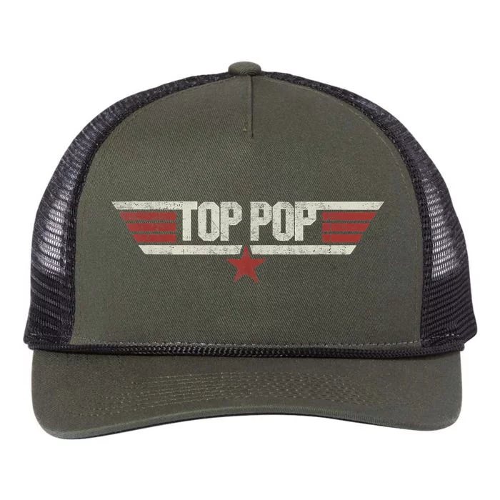 Top Pop Funny Vintage 80s Gift Father Grandpa Fathers Day Retro Rope Trucker Hat Cap