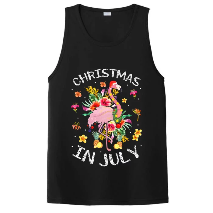 Tropical Pink Flamingo Hawaii Summer Cute Christmas In July Performance Tank