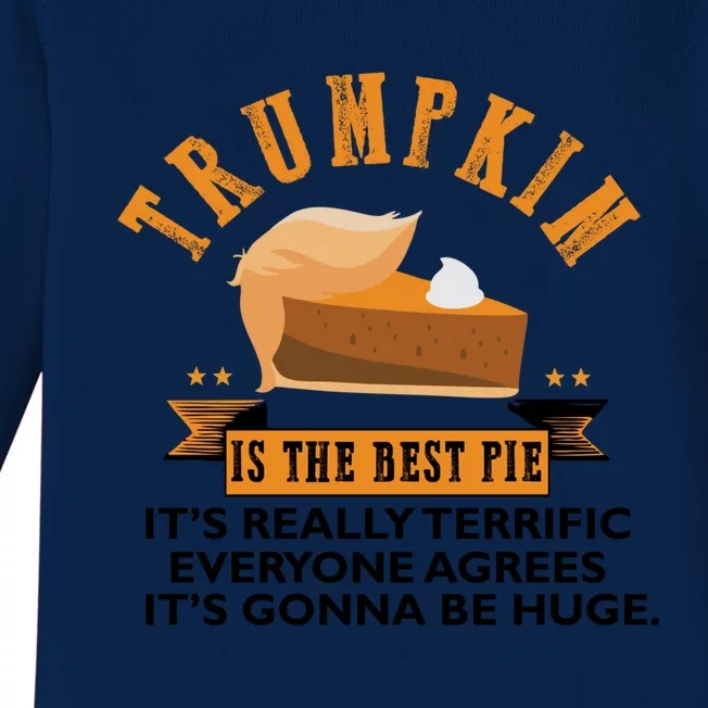 Trumpkin Pie Funny Trump Thanksgiving Gift For Gift Baby Long Sleeve Bodysuit