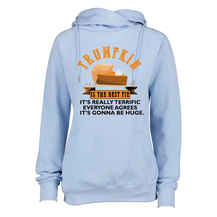 Trumpkin Pie Funny Trump Thanksgiving Gift For Gift Womens Funnel Neck Pullover Hood