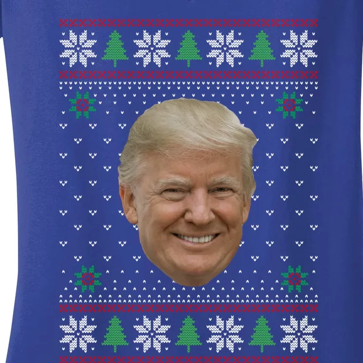 Trump Pajama Funny Gift Ugly Christmas Political Gag Gift Meaningful Gift Women's V-Neck T-Shirt