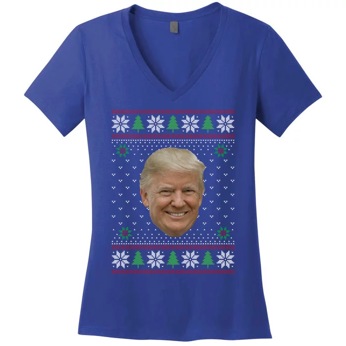 Trump Pajama Funny Gift Ugly Christmas Political Gag Gift Meaningful Gift Women's V-Neck T-Shirt