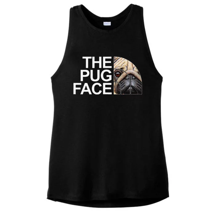 The Pug Face Dog Funny Pug Ladies Tri-Blend Wicking Tank