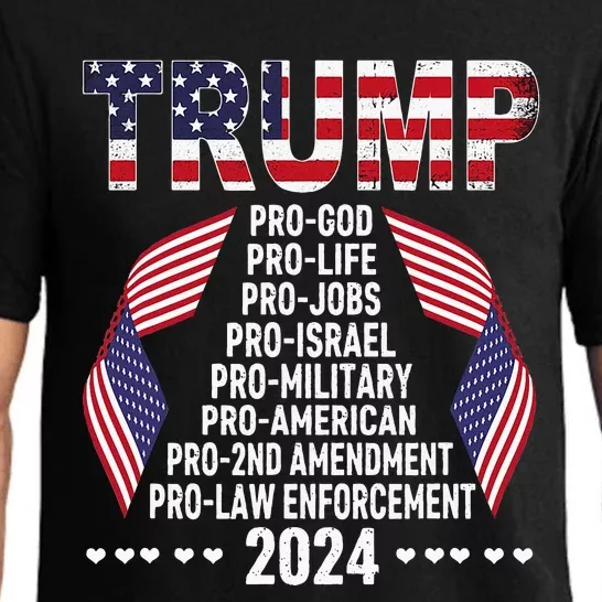 Trump Pro God Pro Life Pro Jobs Pro Israel Pro Military 2024 Pajama Set