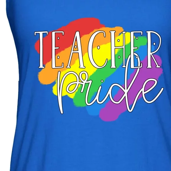 Teacher Pride Gay Lgbtq Rainbow Flag Gift Lesbian Great Gift Ladies Essential Flowy Tank