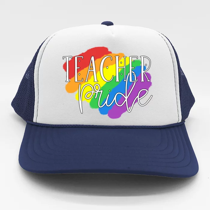 Teacher Pride Gay Lgbtq Rainbow Flag Gift Lesbian Great Gift Trucker Hat