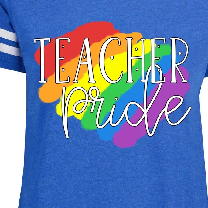 Teacher Pride Gay Lgbtq Rainbow Flag Gift Lesbian Great Gift Enza Ladies Jersey Football T-Shirt