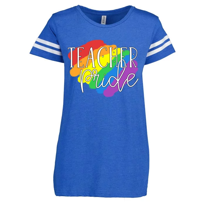 Teacher Pride Gay Lgbtq Rainbow Flag Gift Lesbian Great Gift Enza Ladies Jersey Football T-Shirt