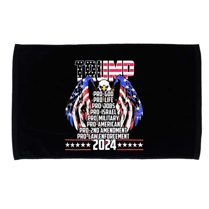 Trump Pro God Pro Life Po Jobs Pro Israel Pro 2024 Microfiber Hand Towel