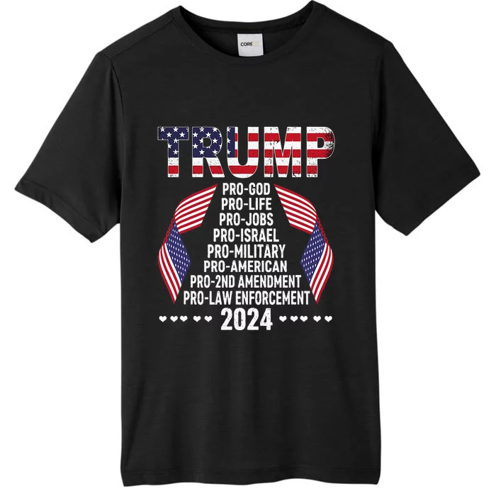 Trump Pro God Pro Life Pro Jobs Pro Israel Pro Military 2024 ChromaSoft Performance T-Shirt