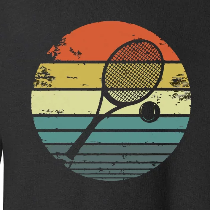 Tennis Player Gifts Retro Sunset Tennis Racquet Ball Coach Toddler Sweatshirt