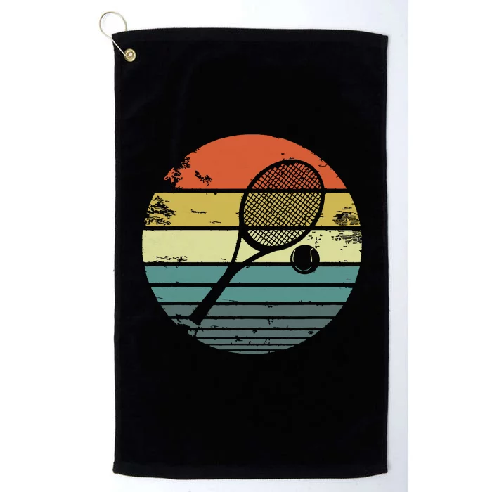 Tennis Player Gifts Retro Sunset Tennis Racquet Ball Coach Platinum Collection Golf Towel