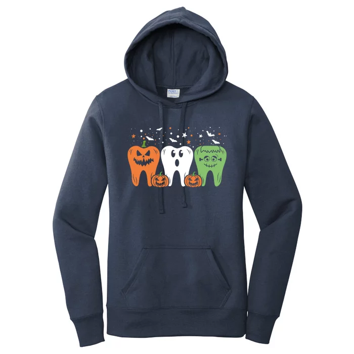 Teeth Pumpkin Ghost Monster Dental Halloween Dentist Costume Gift Women's Pullover Hoodie