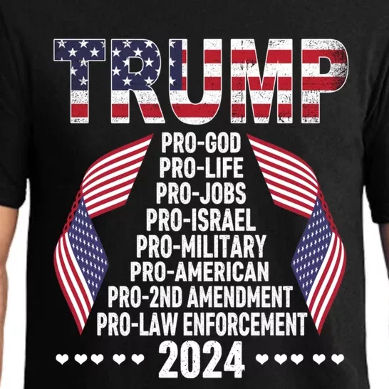 Trump Pro God Pro Life Pro Jobs Pro Israel Pro Military 2024 Cute Gift Pajama Set