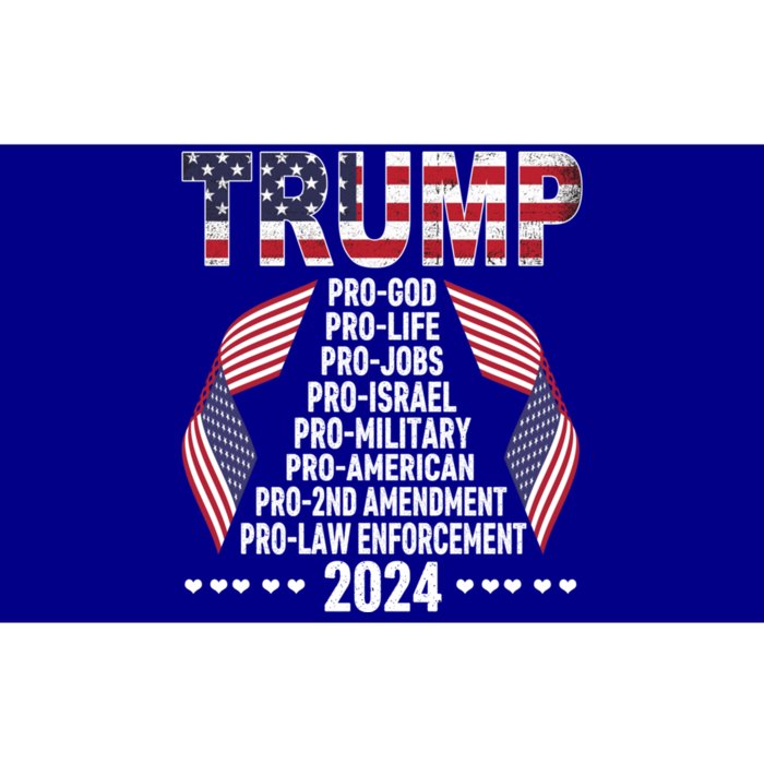 Trump Pro God Pro Life Pro Jobs Pro Israel Pro Military 2024 Cute Gift Bumper Sticker