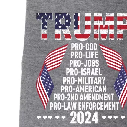 Trump Pro God Pro Life Pro Jobs Pro Israel Pro Military 2024 Cute Gift Doggie 3-End Fleece Hoodie