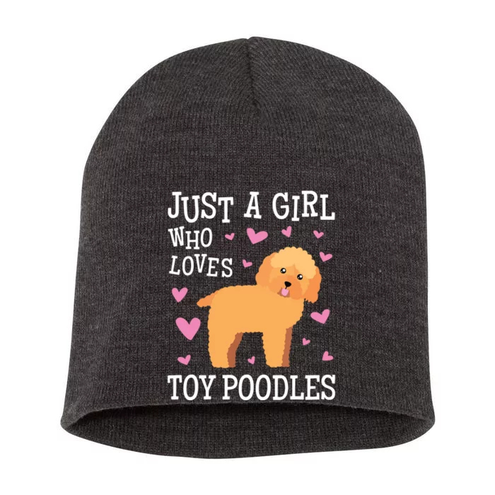 Toy Poodle Gift For Girls Women Just Girl Loves Toy Poodles Short Acrylic Beanie