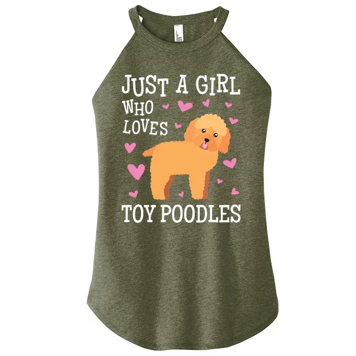 Toy Poodle Gift For Girls Women Just Girl Loves Toy Poodles Women’s Perfect Tri Rocker Tank