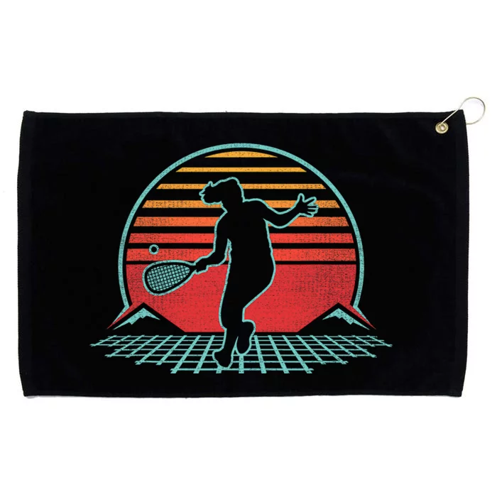 Tennis Player Gifts Retro Sunset Tennis Racquet Ball Coach Grommeted Golf Towel