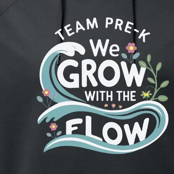 Team Prek Grow With The Flow With Playful Waves And Plants Performance Fleece Hoodie