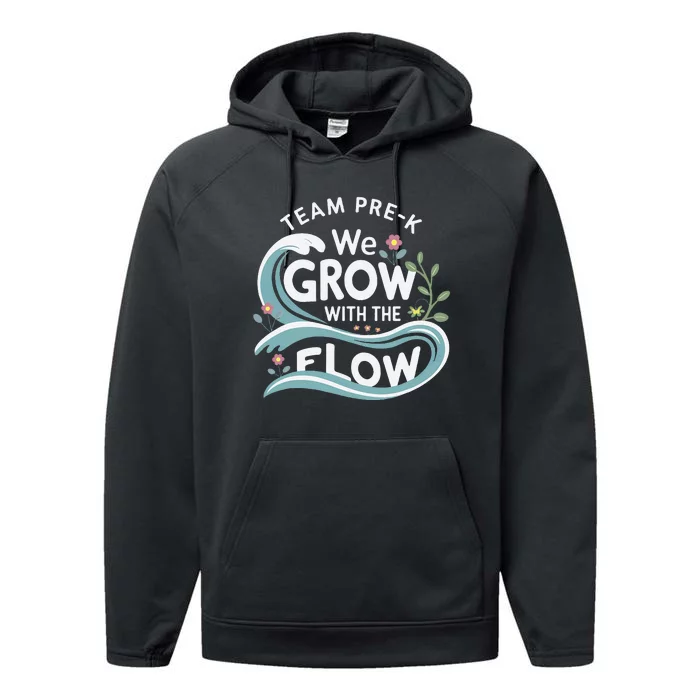 Team Prek Grow With The Flow With Playful Waves And Plants Performance Fleece Hoodie