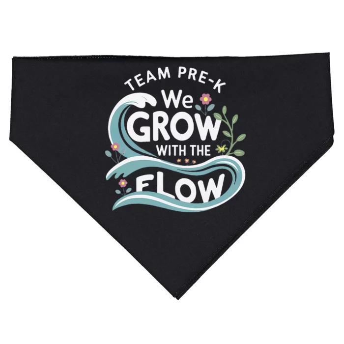 Team Prek Grow With The Flow With Playful Waves And Plants USA-Made Doggie Bandana