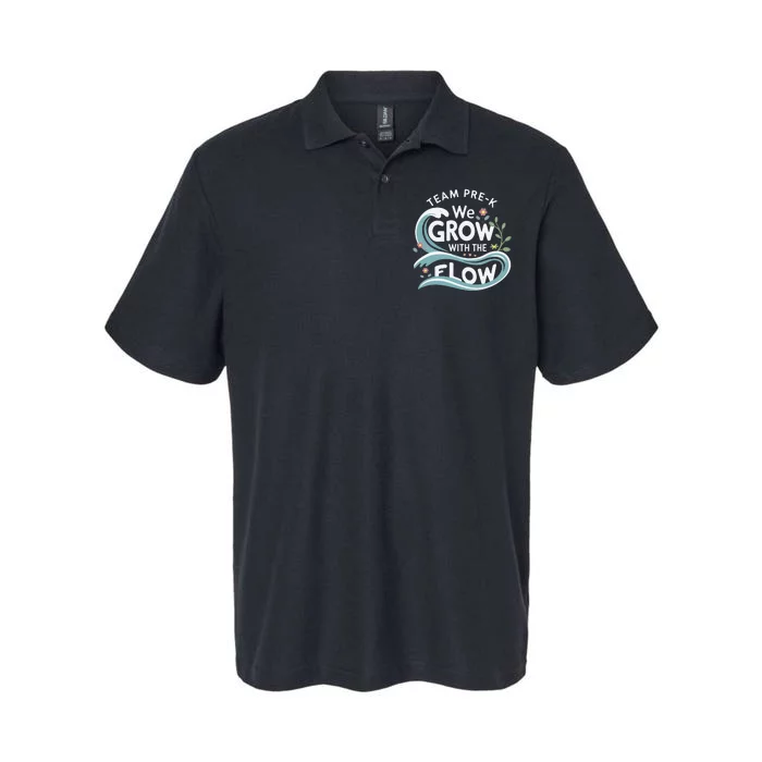 Team Prek Grow With The Flow With Playful Waves And Plants Softstyle Adult Sport Polo