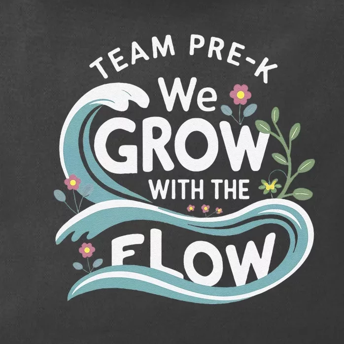 Team Prek Grow With The Flow With Playful Waves And Plants Zip Tote Bag