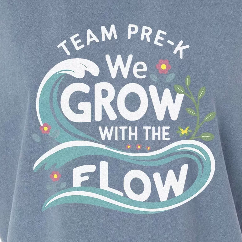 Team Prek Grow With The Flow With Playful Waves And Plants Garment-Dyed Women's Muscle Tee