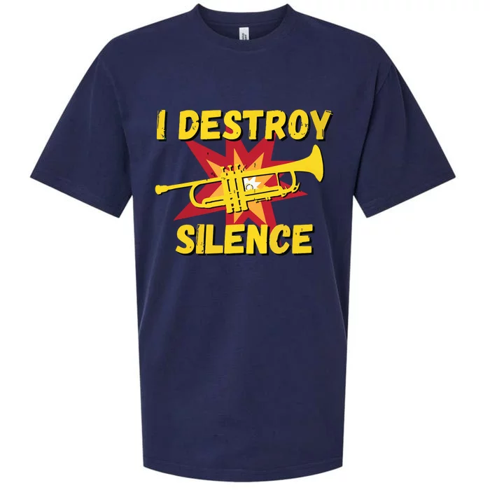 Trumpet Player Gifts Funny I Destroy Silence Trumpet Sueded Cloud Jersey T-Shirt