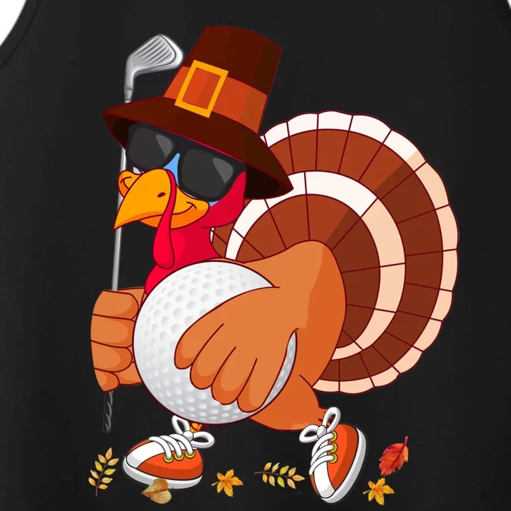 Turkey Playing Golf Thanksgiving Turkey Golf Funny Gift Performance Tank