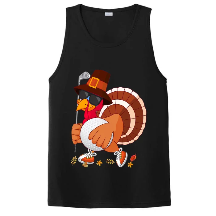 Turkey Playing Golf Thanksgiving Turkey Golf Funny Gift Performance Tank