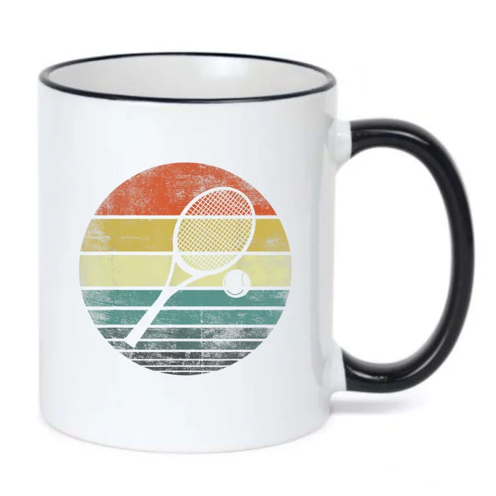 Tennis Player Gifts Retro Sunset Tennis Racquet &Amp; Ball Coach T Black Color Changing Mug